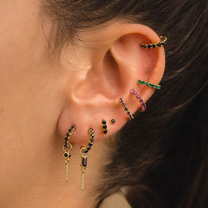 Colorful Zircon Light Luxury Hoop Earrings Women - Mubimart