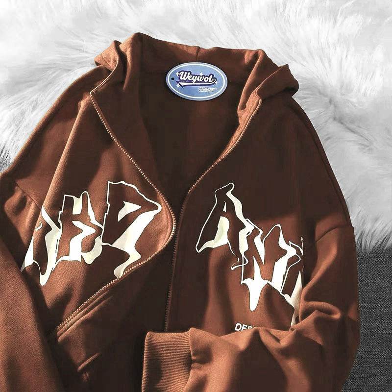 Men's And Women's Hoodies Gothic Couple Harajuku Large Size Zipper Sweater - Mubimart
