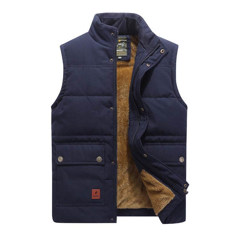 Large Size Vest Men Plus Velvet Thick Cotton Vest - Mubimart