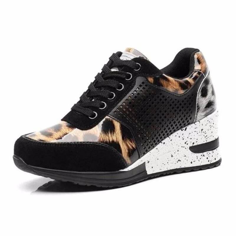 Lacing Sneakers With Platform Heels For Women - Mubimart