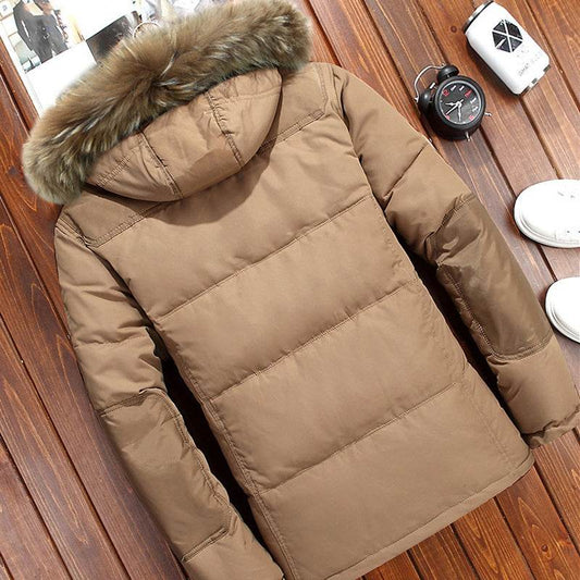 Men's down jacket short white duck down - Mubimart