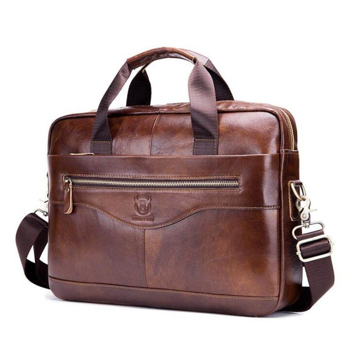 Captain Cow Leather Briefcase - Mubimart