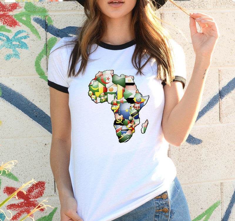 Africa Map Graphic T Shirt for Women ，Printed T-shirt - Mubimart