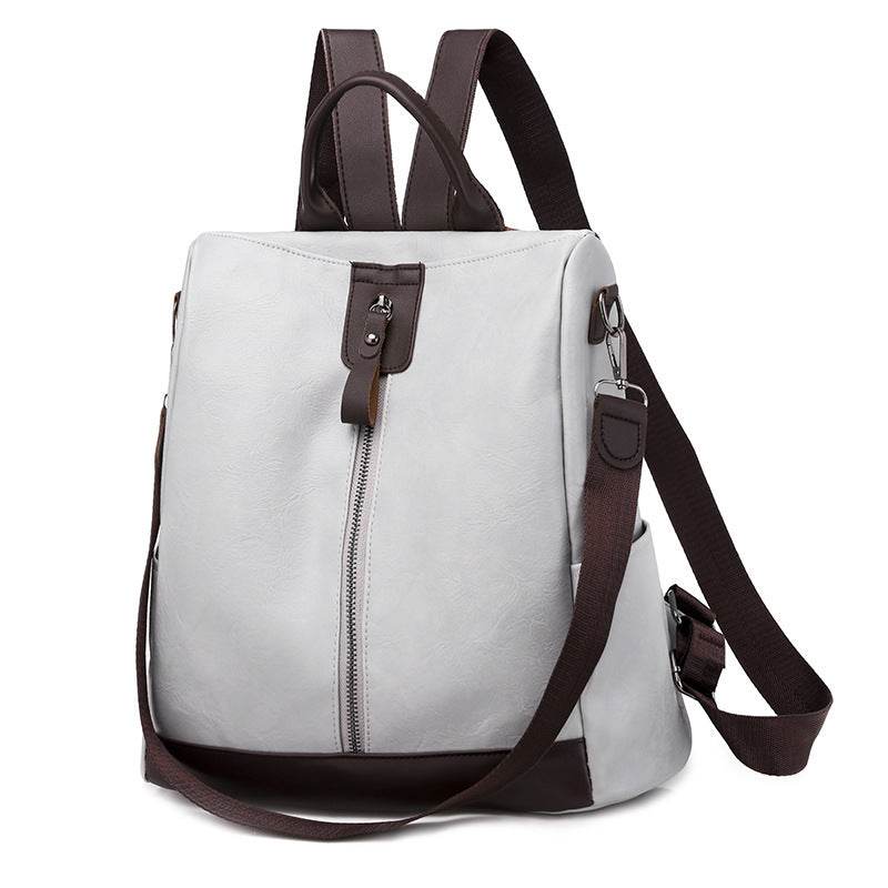 Anti-theft soft leather backpack women - Mubimart