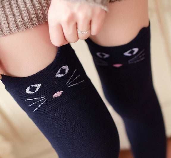 Japanese cartoon panda stereo ear over the knee socks cotton female socks high socks female socks Japanese spring and autumn socks - Mubimart -  