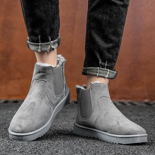 Boots Shoes New Winter Male Boots for Men Leather Ankle Boots Man Booties Footwear Outdoor Boots Shoe Warm Fur - Mubimart