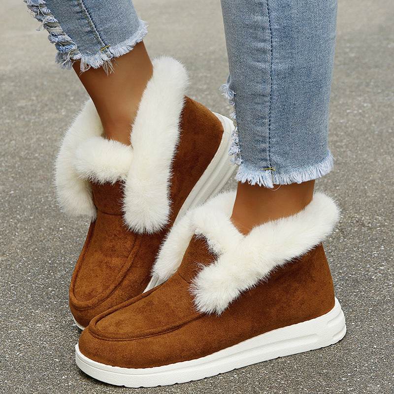 Snow Boots Warm Winter Shoes Plush Fur Ankle Boots Women - Mubimart