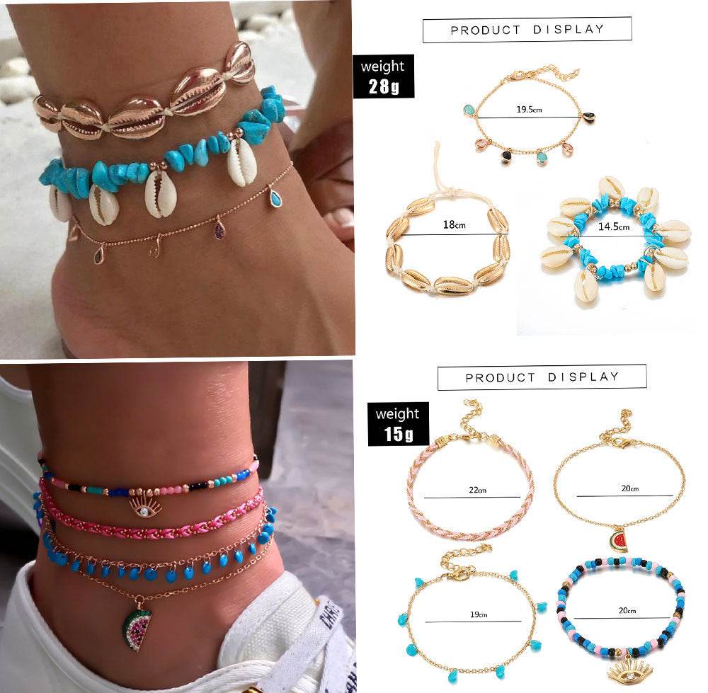Bohemian Beach Woven Shell Anklets - Mubimart