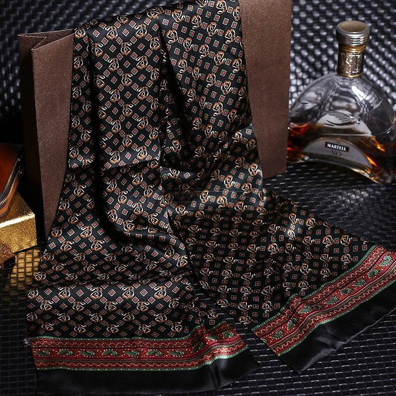 Double silk crepe satin scarf for men - Mubimart