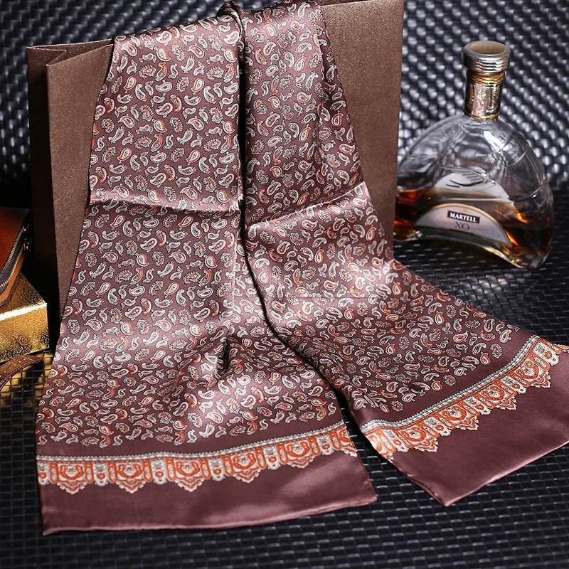 Double silk crepe satin scarf for men - Mubimart