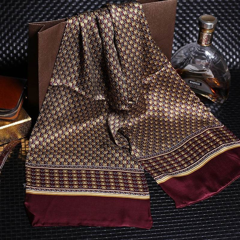 Double silk crepe satin scarf for men - Mubimart