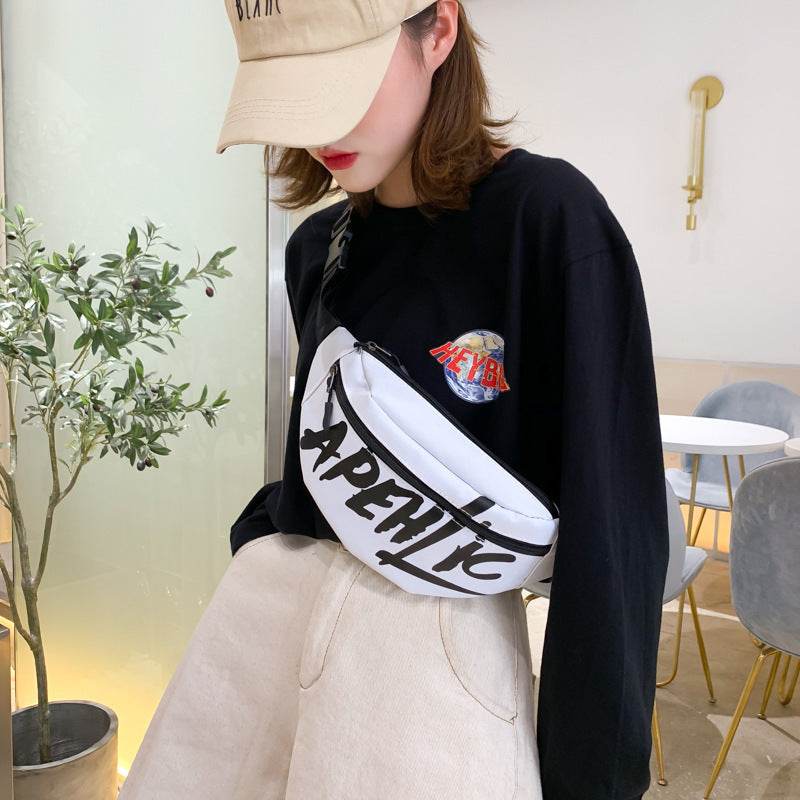 Nylon printed letters small satchel - Mubimart