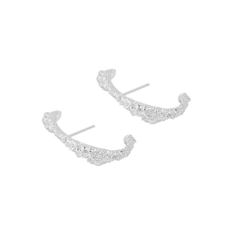Irregular Silver Stud Earrings For Women - Mubimart