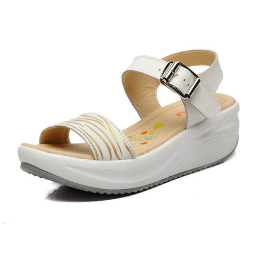 Leather sandals flat heel flat heel - Mubimart
