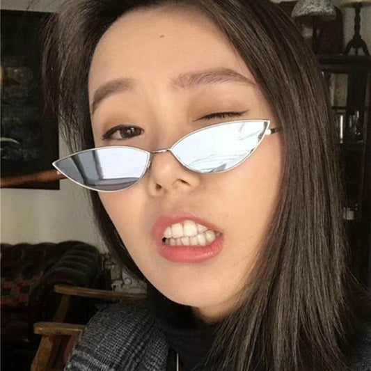 New Cute Sexy Sunglases Retro Cat Eye Sunglasses Women Metal Triangle Vintage Cateye Sun Glasses Female - Mubimart