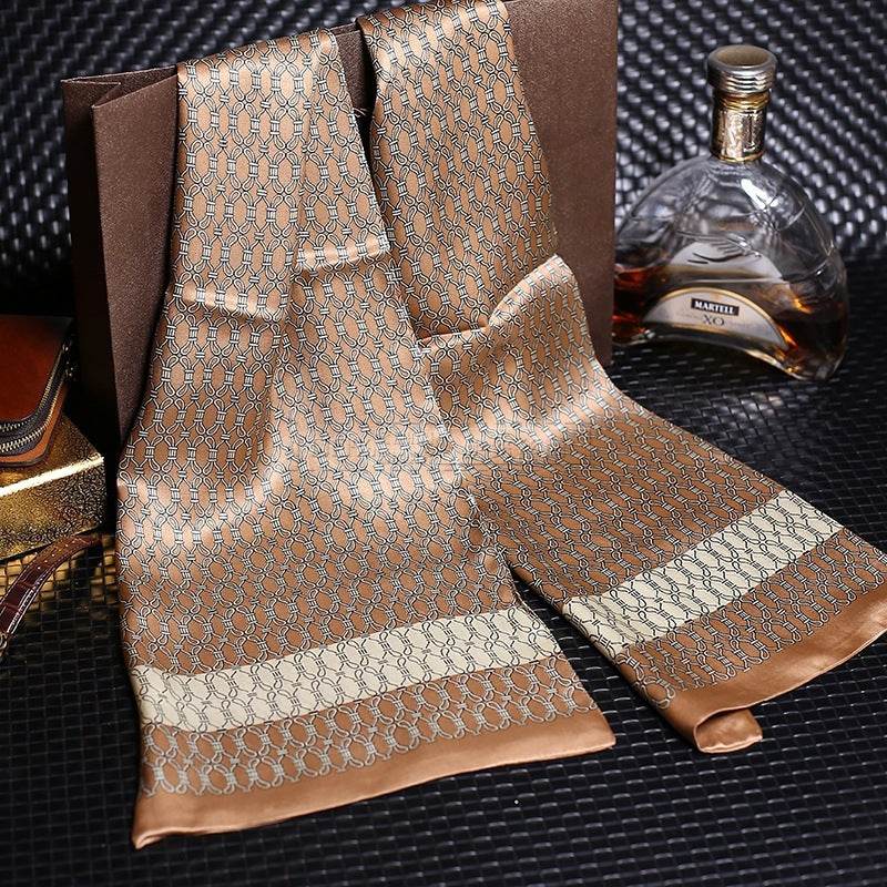 Double silk crepe satin scarf for men - Mubimart