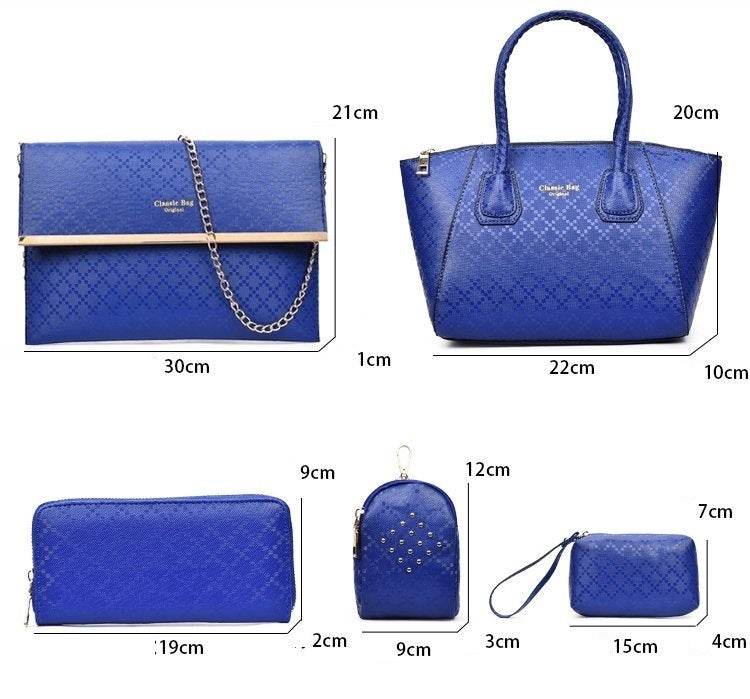 Women 6Pcsset Handbags Girls PU Leather Crossbody Bag Tote Casual Casual Bag Brand Designer Composite Messenger Bag Clutch Purse Wallet - Mubimart