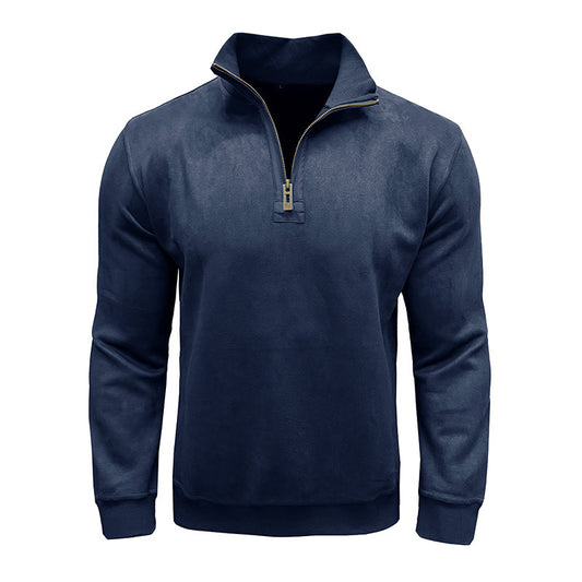 Men's Long-sleeved Zipped Stand Collar Sweater