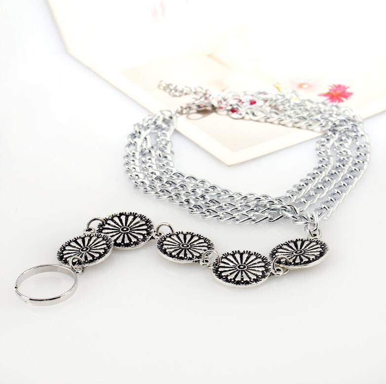 European and American fashion personality retro carved three layer even exaggerated fringed Anklets toe foot ornaments - Mubimart