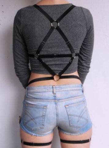 New fashion pastel goth O ring strap bust garter belt - Mubimart