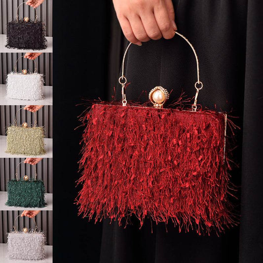 Tassel Handbags Women Dress Party Evening Bag Fashion Luxury Designer Square Bags Crossbody Shoulder Bag Ladies - Mubimart