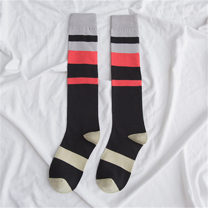 Contrasting color knee-length women's socks - Mubimart -  