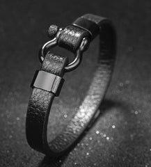 Titanium stalen leren armband heren