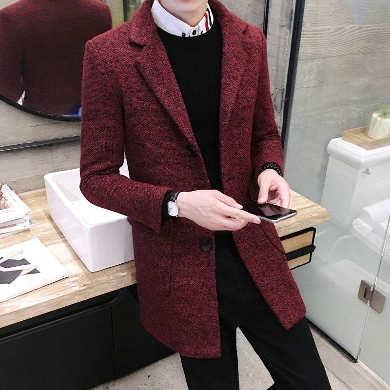 Men's woolen trench coat - Mubimart