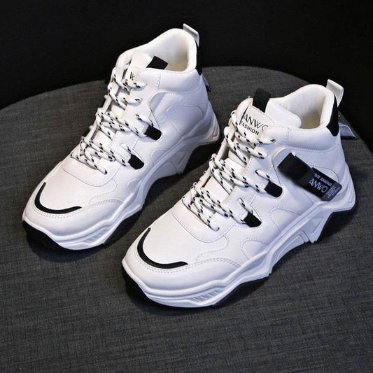 High-top sneakers, white shoes, women - Mubimart