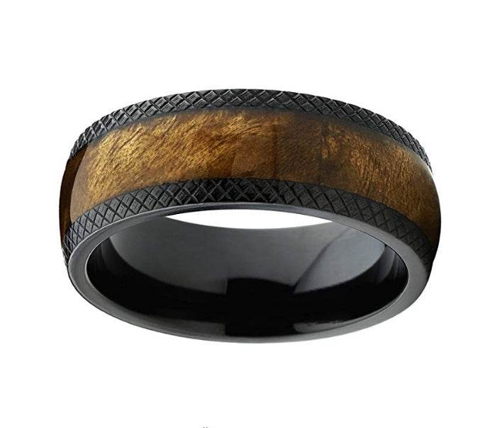 Dome Black Titanium Men Black Wedding ring ring - Mubimart