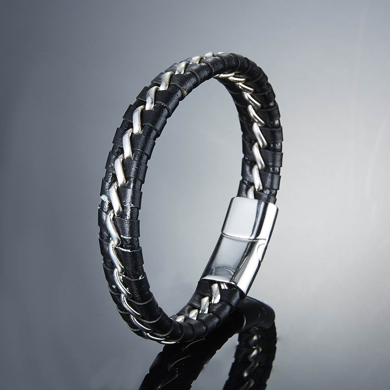 Woven leather bracelets for men - Mubimart