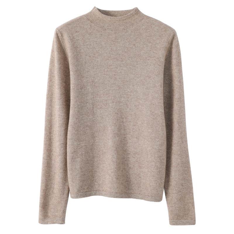 Women's Loose Large Size Bottoming Knitted Sweater With Half Turtleneck - Mubimart