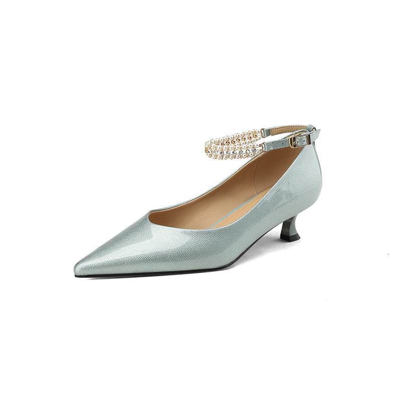 OL Temperament Peplum Pointed Fine Heel Work Shoes - Mubimart