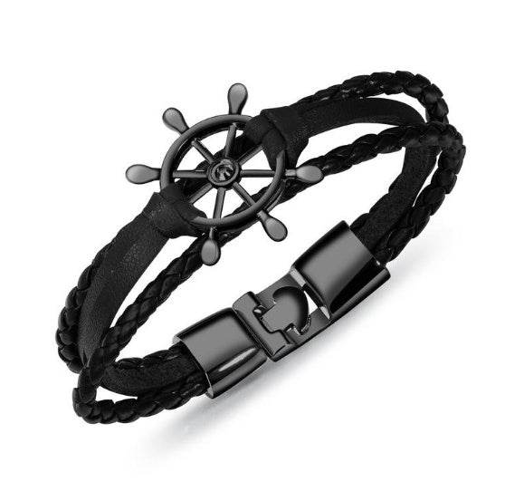 Alloy Leather Charm Bracelets - Mubimart