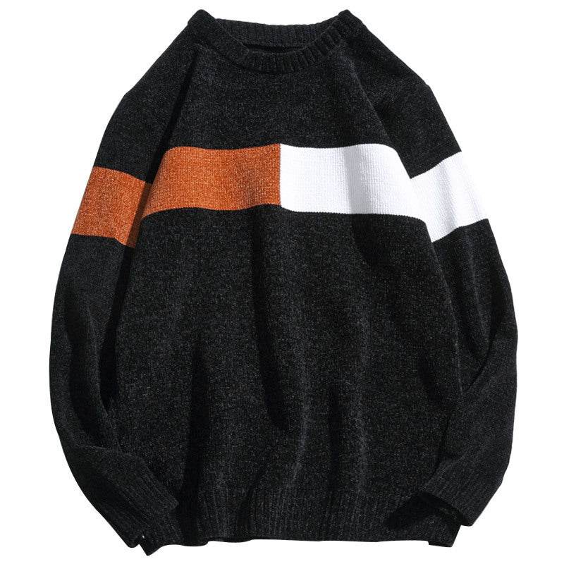 Loose-colored pullover sweater handsome sweater - Mubimart