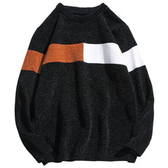 Loose-colored pullover sweater handsome sweater