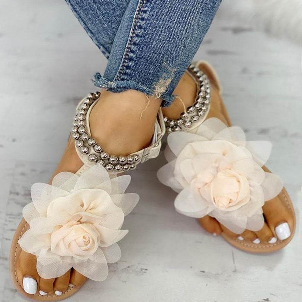 Flat flower sandals - Mubimart