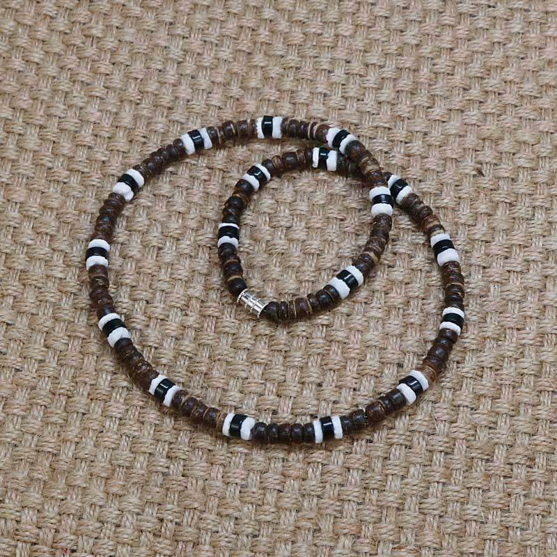 Men Tribe Ethnic Coconut Shell Necklace Men - Mubimart