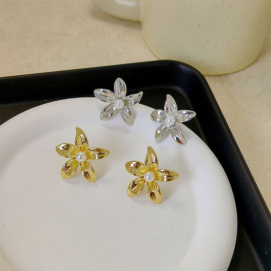 INS Light Luxury Pearl Flower Earrings