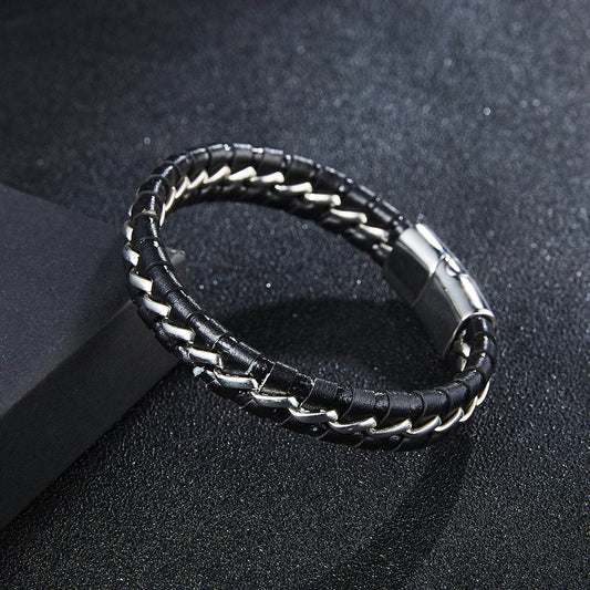 Woven leather bracelets for men - Mubimart