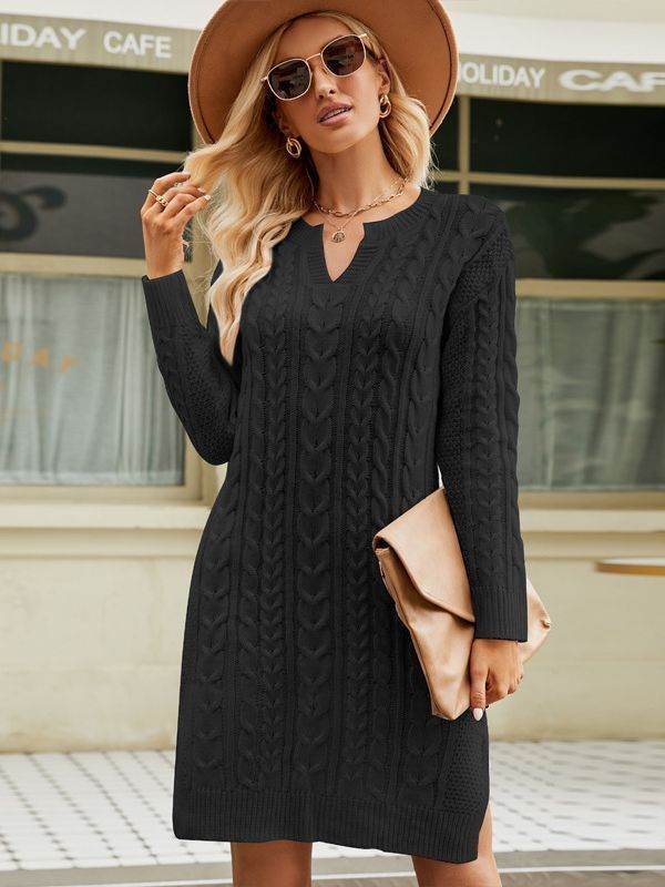 Women's Twisted Midi Knitted Dress - Mubimart