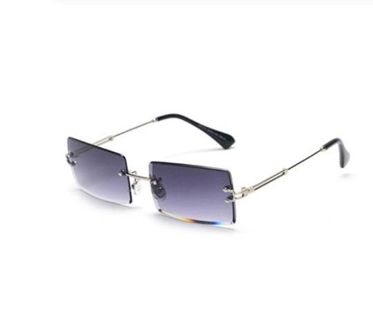 Rimless Rectangle Sunglasses Square Fashion Hip-hop Sunglasses Tide Ins Retro Street Beat Cut Edge Sunglasses - Mubimart