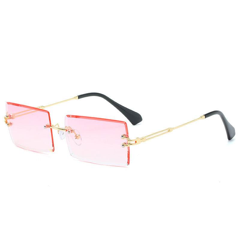 Rimless Rectangle Sunglasses Square Fashion Hip-hop Sunglasses Tide Ins Retro Street Beat Cut Edge Sunglasses - Mubimart