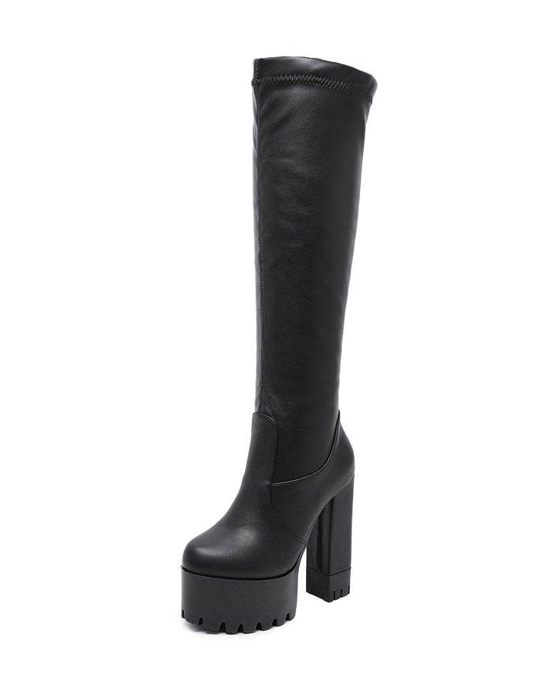 Knee-high boots for women thigh-high boots for women shoe elastic boots - Mubimart