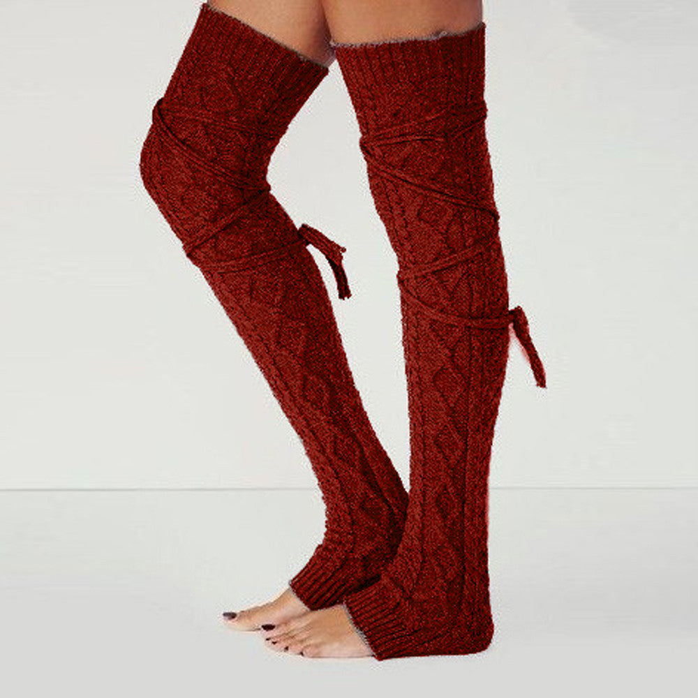 Solid color knee socks - Mubimart -  