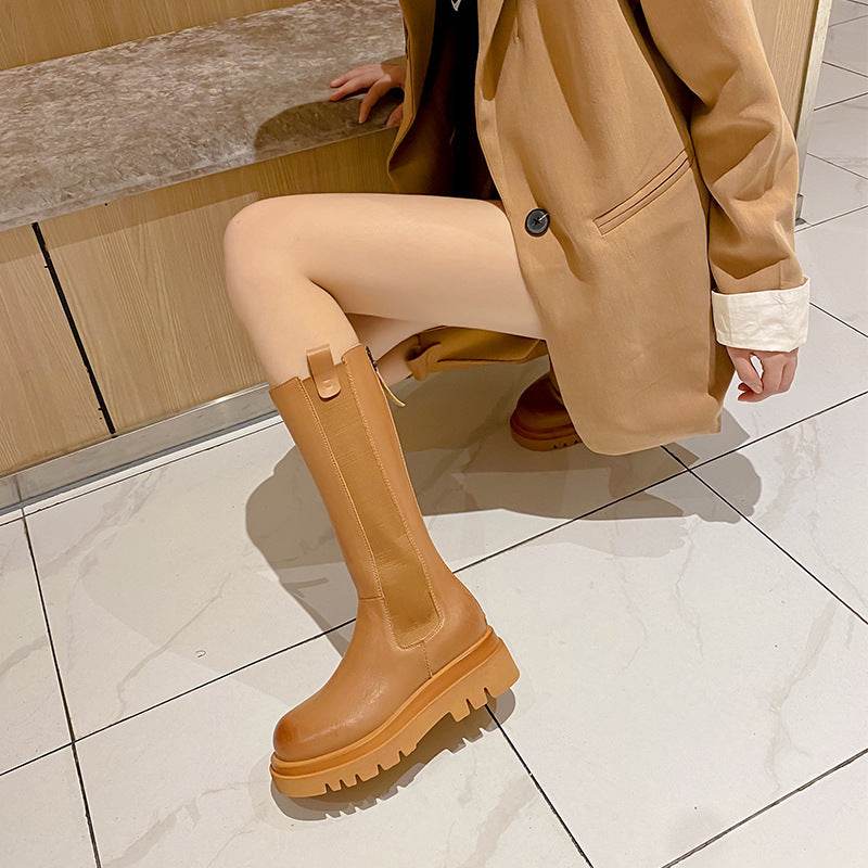 Chimney Boots Rear Zip Tall Boots Martin Boots - Mubimart