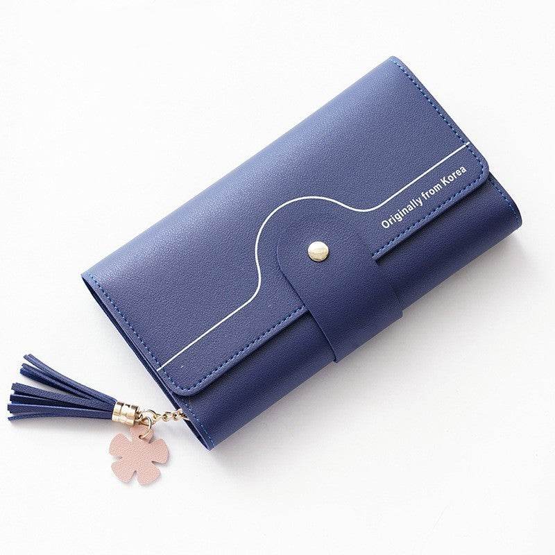 Geometric Alphabet Buckle Clutch Tassel Petal Long Ladies Wallet - Mubimart