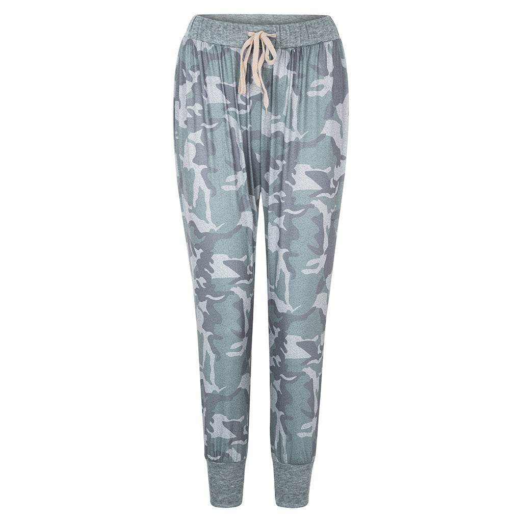 Camo print casual drawstring Jogger - Mubimart