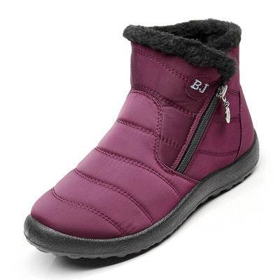 Umbrella Cloth Snow Boots Side Zipper Cotton Boots Mid-calf Waterproof Snow Boots - Mubimart