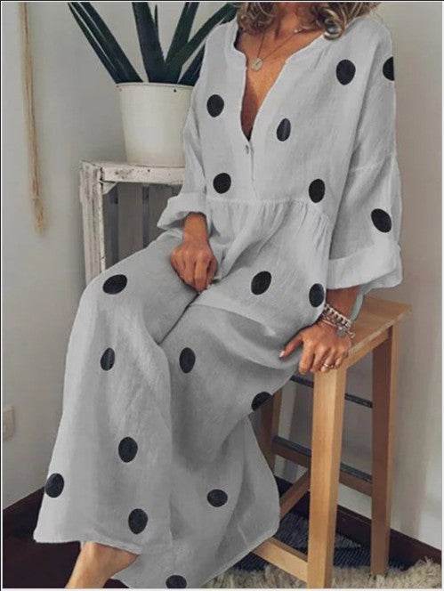 Women's maxi dress bohemian print dress - Mubimart